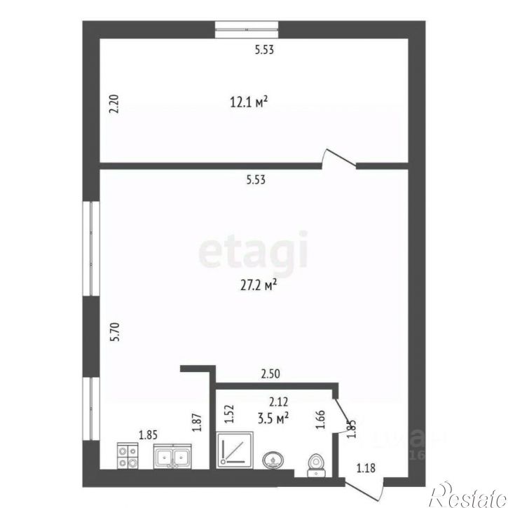 1-комн квартира ул Бровцева, 1,  д. 1